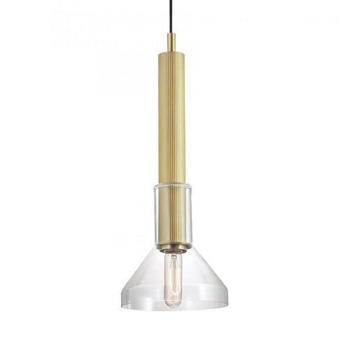 Elk_discontinued Funnel 7.63 Inch Wide 1 Light Pendant in Satin Brass Model: 5386-SB-CL