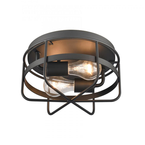 Elk Gael 10 Inch Wide 2 Light Flush Mount in Matte Black Model: EC89674/2