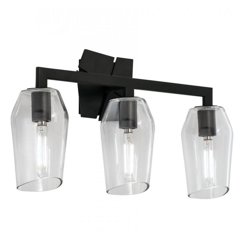 Elk Gaia 19 Inch Wide 3 Light Vanity Light in Acid Dipped Black Model: 8163-MB-CL
