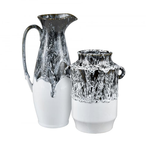 Elk Gallemore Vase in Black and White Glazed (2 pack) (2 pack) Model: S0017-9733