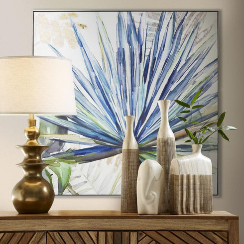Elk Garden Palm WALL ART in Blue Finish Model: S0016-8160