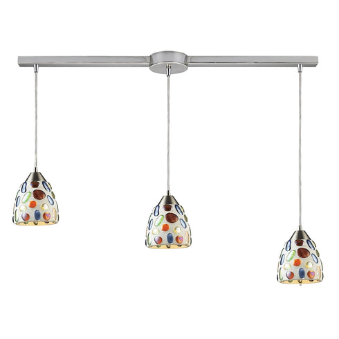 Elk Gemstone MINI PENDANT in Satin Nickel Finish Model: 542-3L