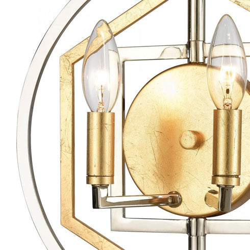 Elk Geosphere 2 Light SCONCE in Polished Nickel Parisian Gold Leaf Parisian Gold Leaf Finish Model: 12260/2