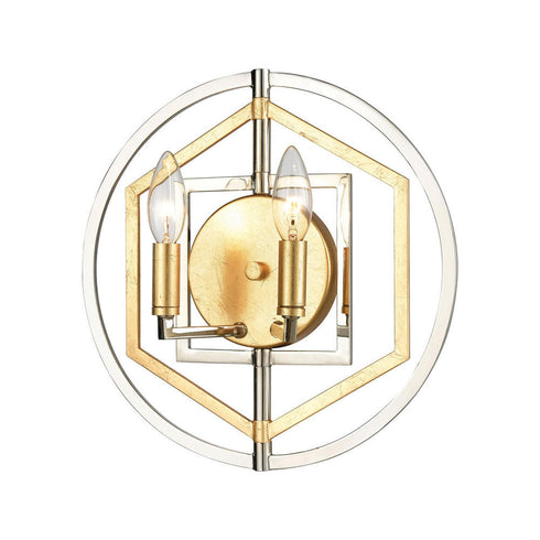 Elk Geosphere 2 Light SCONCE in Polished Nickel Parisian Gold Leaf Parisian Gold Leaf Finish Model: 12260/2