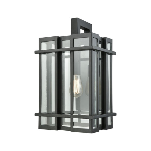 Elk Glass Tower 1 Light Outdoor Sconce in Matte Black Model: 45316/1