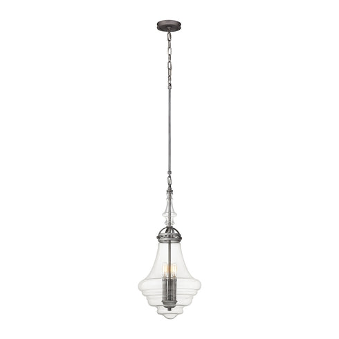 Elk Gramercy 3 Light PENDANT in Weathered Zinc Finish Model: 67166/3