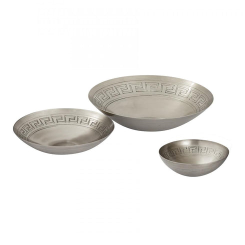 Elk Greek Key Bowl Set of 3 Nickel in Antique Nickel Finish Model: H0807-10669/S3