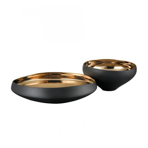Elk Greer Bowl Tall Black and Gold Glazed (2 pack) (2 pack) in Matte Black Finish Model: H0017-9754