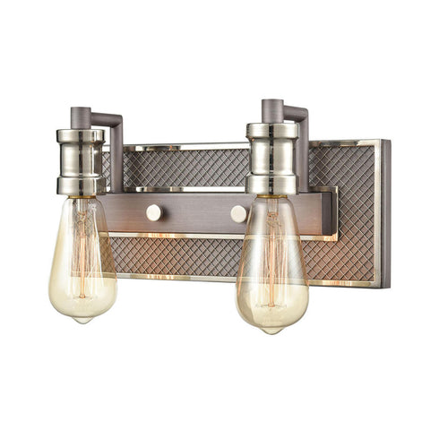 Elk Gridiron VANITY LIGHT in Weathered Zinc Polished Nickel Polished Nickel Finish Model: 15492/2