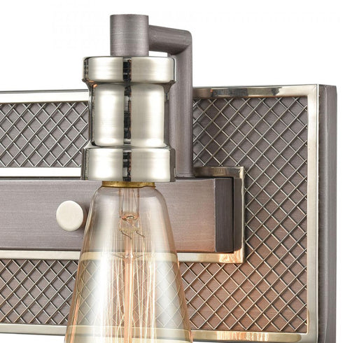 Elk Gridiron VANITY LIGHT in Weathered Zinc Polished Nickel Polished Nickel Finish Model: 15492/2
