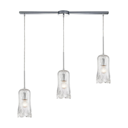 Elk Hand Formed Glass 3 Light MINI PENDANT in Polished Chrome Finish Model: 21165/3L