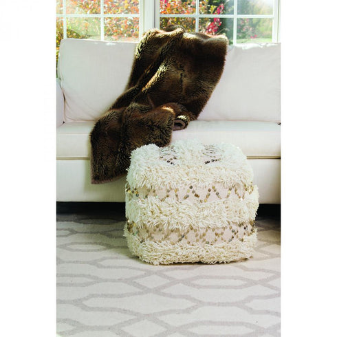 Elk Hannah PILLOW RUG TEXTILE POUF in Crema Finish Model: 920028