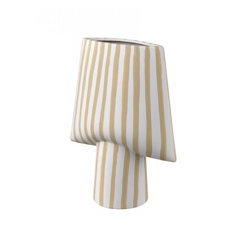 Elk Hawking Striped Vase Small in White Finish Model: H0017-10639