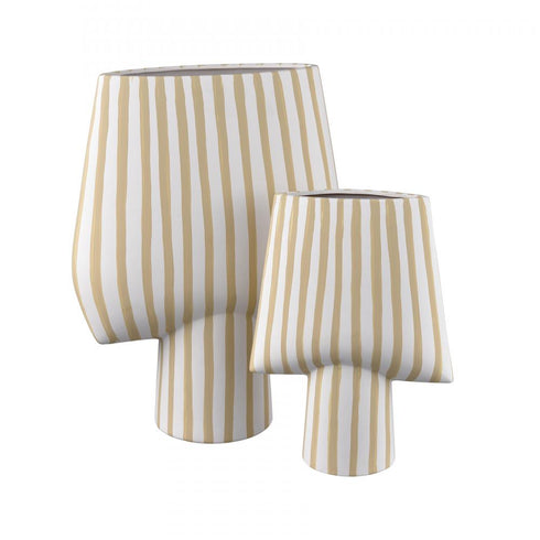 Elk Hawking Striped Vase Small in White Finish Model: H0017-10639