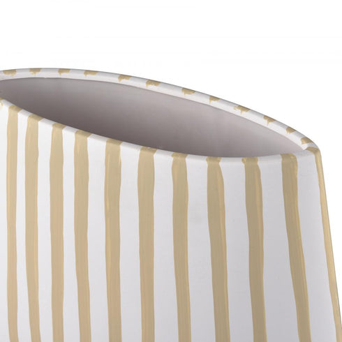 Elk Hawking Striped Vase Small in White Finish Model: H0017-10639