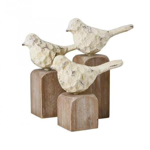 Elk Higgins Bird Object Set of 3 Aged Cream in Natural Finish Model: S0037-11309/S3