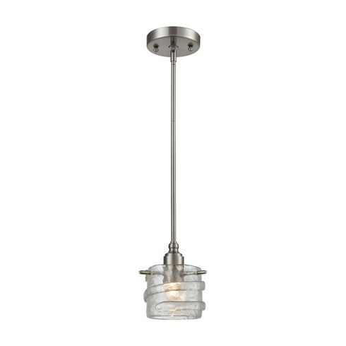 Elk Hiver 1 Light MINI PENDANT in Clear Brushed Nickel Brushed Nickel Finish Model: D3898