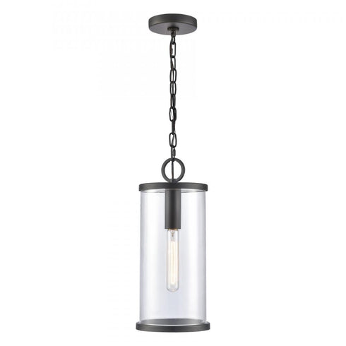 Elk Hopkins 7.25 Inch Wide 1 Light Outdoor Hanging Light Charcoal Black Model: 89495/1