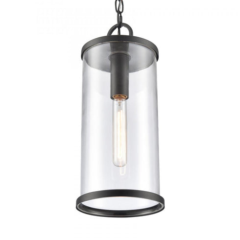 Elk Hopkins 7.25 Inch Wide 1 Light Outdoor Hanging Light Charcoal Black Model: 89495/1