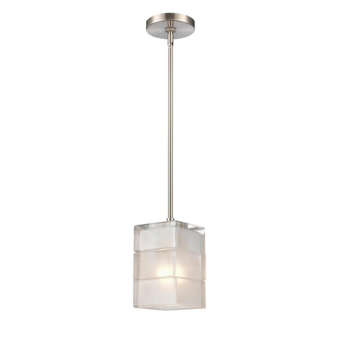 Elk_discontinued Ice Blocks 6 Inch Wide 1 Light Mini Pendant in Satin Nickel Model: 67865/1