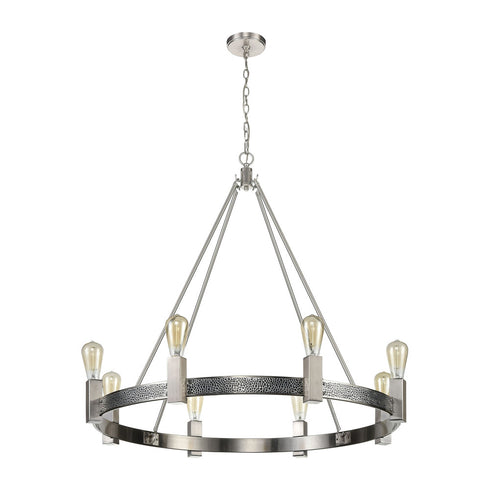 Elk Impression 8 Light CHANDELIER in Silver Satin Nickel Hammered Satin Nickel Satin Nickel Hammered Satin Nickel Finish Model: D4619