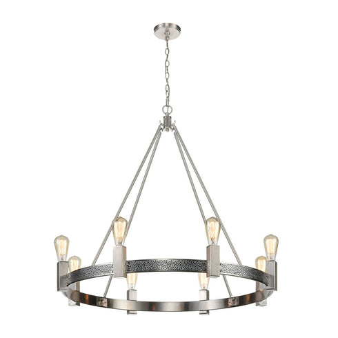 Elk Impression 8 Light CHANDELIER in Silver Satin Nickel Hammered Satin Nickel Satin Nickel Hammered Satin Nickel Finish Model: D4619