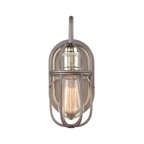 Elk Industrial Cage VANITY LIGHT in Weathered Zinc Polished Nickel Polished Nickel Finish Model: 55061/1