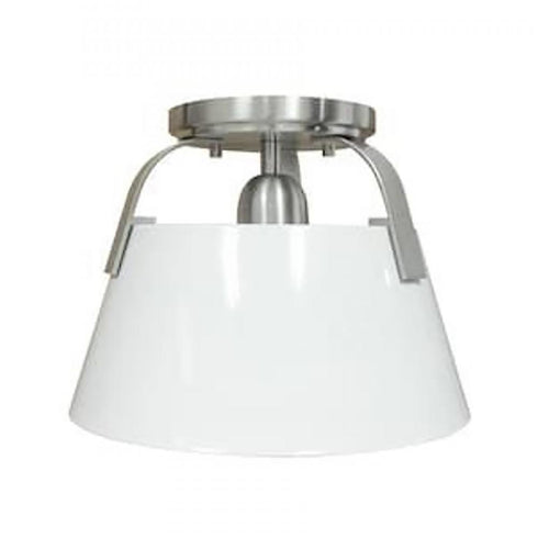 Elk Jepson 9.5 Inch Wide 1 Light Semi Flush Mount in Matte White with Brushed Nickel Model: 90180/1