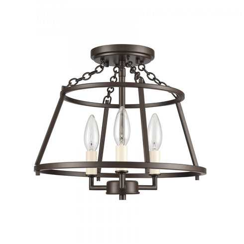 Elk Joanie 13 Inch Wide 3 Light Semi Flush Mount in Old Bronze Model: EC89693/3