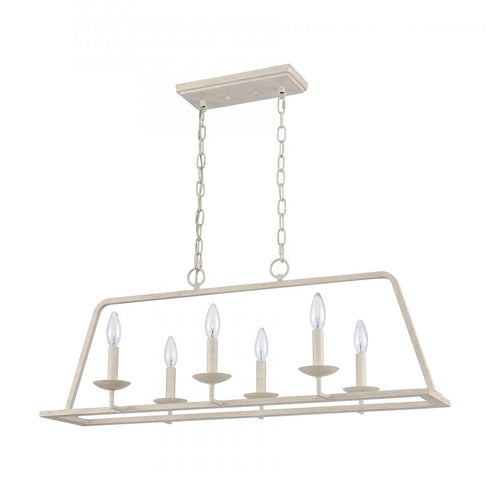 Elk Joanie 34 Inch Wide 6 Light Linear Chandelier in Antique White Model: EC89685/6
