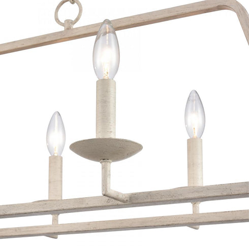 Elk Joanie 34 Inch Wide 6 Light Linear Chandelier in Antique White Model: EC89685/6