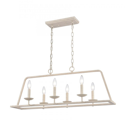 Elk Joanie 34 Inch Wide 6 Light Linear Chandelier in Antique White Model: EC89685/6