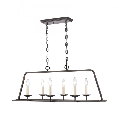 Elk Joanie 34 Inch Wide 6 Light Linear Chandelier in Old Bronze Model: EC89695/6