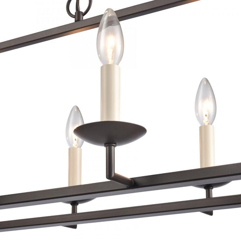 Elk Joanie 34 Inch Wide 6 Light Linear Chandelier in Old Bronze Model: EC89695/6