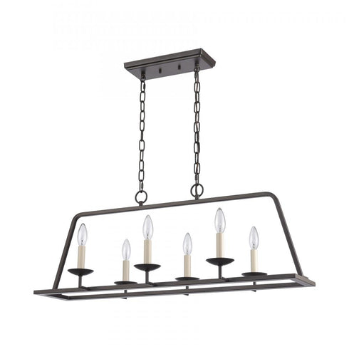 Elk Joanie 34 Inch Wide 6 Light Linear Chandelier in Old Bronze Model: EC89695/6