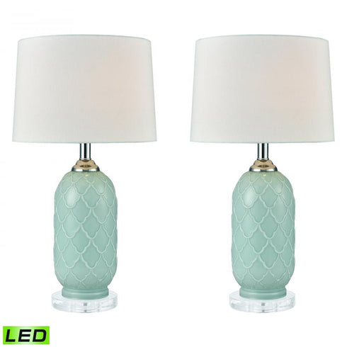 Elk La Joliette 24 Inch High 2 Light Table Lamp Set of 2 in Pale Blue Includes LED Bulbs Model: 77099/S2-LED
