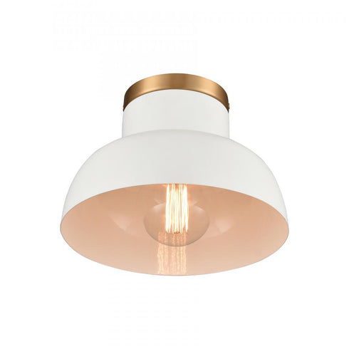 Elk Lewellen 10 Inch Wide 1 Light Semi Flush Mount in Matte White Model: EC89704/1