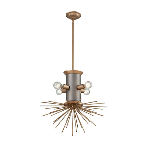 Elk Lucy Spike 4 Light CHANDELIER in Antique Gold Weathered Zinc Weathered Zinc Finish Model: D3571