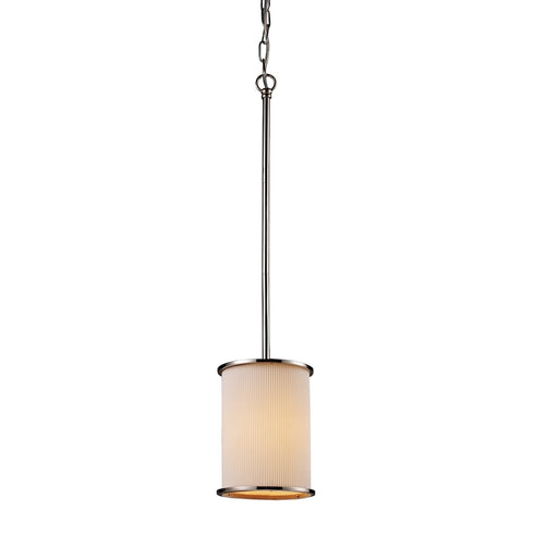 Elk Lureau 1 Light Mini Pendant and Fabric Shade in Polished Nickel Finish Model: 20062/1