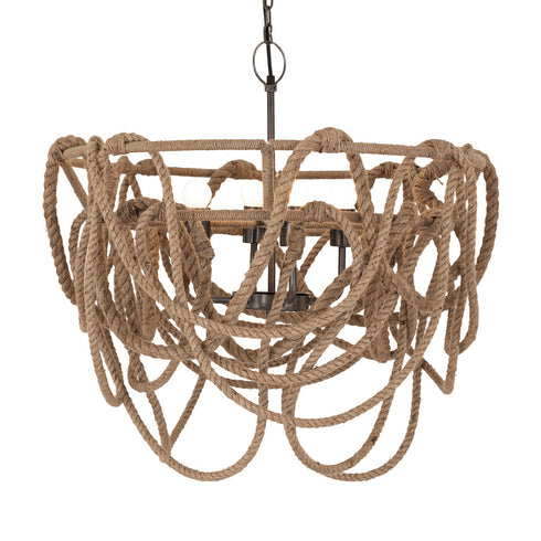 Elk Macon 4 Light PENDANT in Natural Rope Aged Pewter Aged Pewter Finish Model: D4734