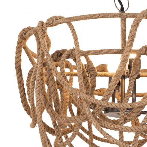 Elk Macon 4 Light PENDANT in Natural Rope Aged Pewter Aged Pewter Finish Model: D4734