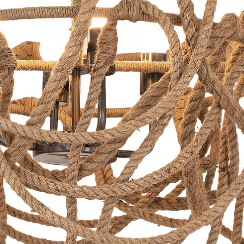 Elk Macon 4 Light PENDANT in Natural Rope Aged Pewter Aged Pewter Finish Model: D4734