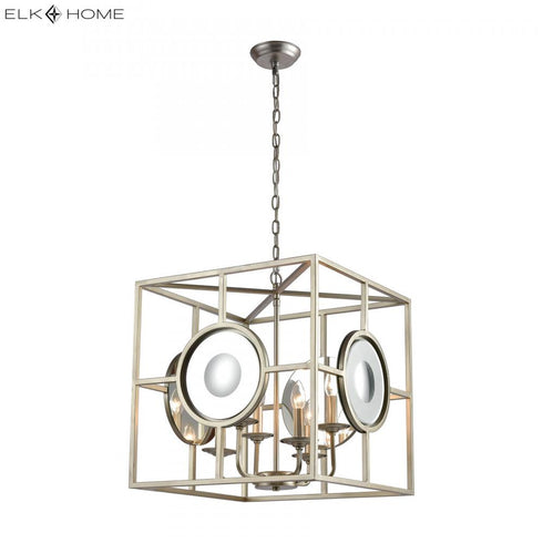 Elk Magnitude 4 Light CHANDELIER in Silver Leaf Mirror Mirror Finish Model: D4127