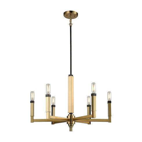 Elk Mandeville 6 Light CHANDELIER in Oil Rubbed Bronze Satin Brass Satin Brass Finish Model: 67757/6