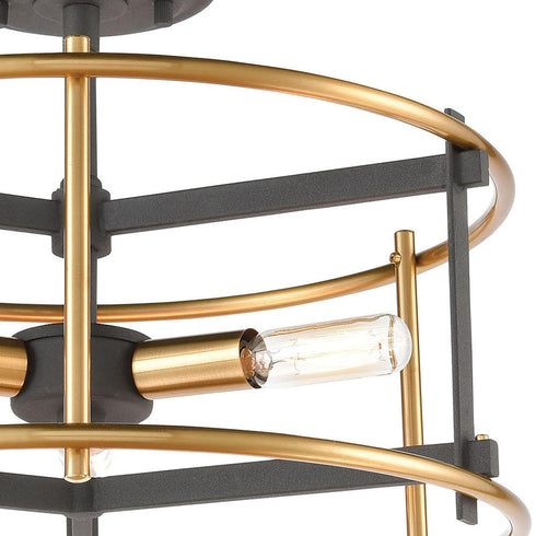 Elk Millington SEMI FLUSH MOUNT in Charcoal Finish Model: 46651/3