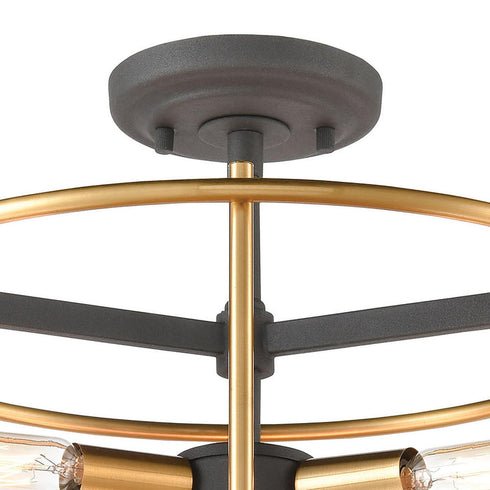 Elk Millington SEMI FLUSH MOUNT in Charcoal Finish Model: 46651/3