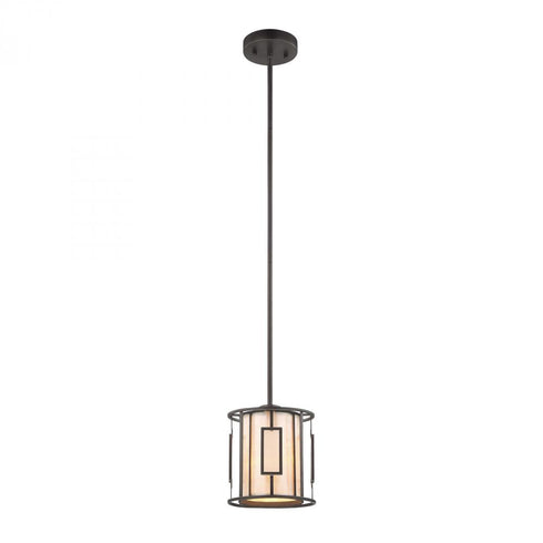 Elk Minden 1 Light Mini Pendant in Tiffany Bronze with Seedy Glass and Mica Shade Model: 70252/1