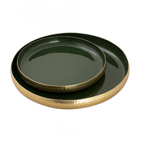 Elk Nelson Tray Set of 2 in Dark Green Enamel (2 pack) (2 pack) Model: H0897-9781/S2