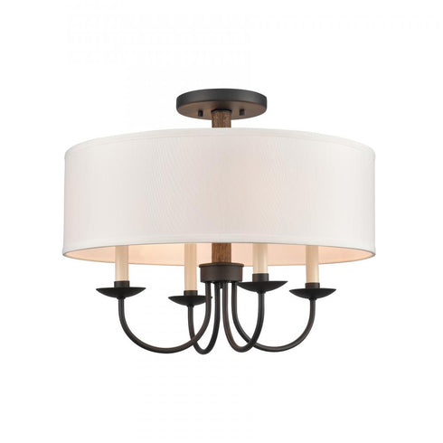 Elk Neville 20 Inch Wide 4 Light Semi Flush Mount Charcoal Black Model: 89704/4