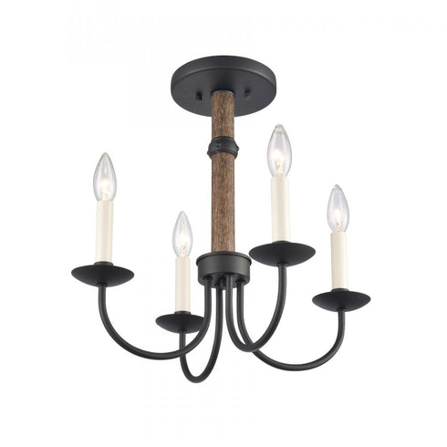 Elk Neville 20 Inch Wide 4 Light Semi Flush Mount Charcoal Black Model: 89704/4